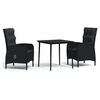 vidaXL Set da Pranzo da Giardino 3 pz con Cuscini Nero