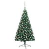 vidaXL Albero di Natale a Metà Preilluminato con Palline Verde 180 cm