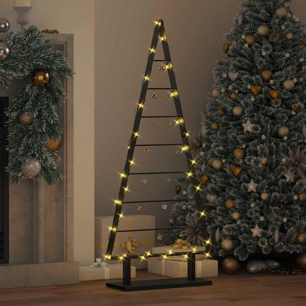 vidaXL Albero di Natale in metallo con supporto Nero 125 cm Acciaio