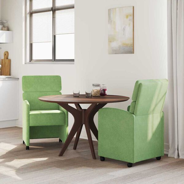 vidaXL Sedie da Pranzo con Ruote 2 pcs Verde chiaro 58 x 65 x 98 cm