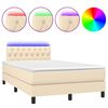 vidaXL Letto a Molle con Materasso e LED Crema 120x200cm in Tessuto