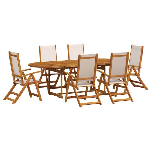 vidaXL Set Pranzo da Giardino 7pz Legno Massello di Acacia e Textilene