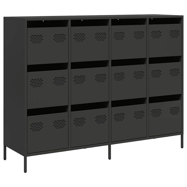 vidaXL Credenza Nera 135x39x103,5 cm in Acciaio Laminato a Freddo