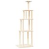 vidaXL Albero per Gatti con Tiragraffi in Sisal Crema 183 cm