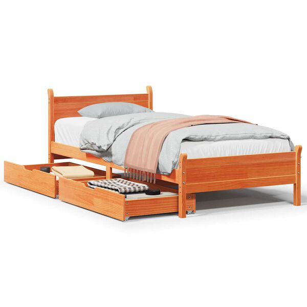 vidaXL Letto senza Materasso Marrone Cera 75x190 cm in Legno di Pino