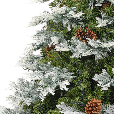 vidaXL Albero di Natale Preilluminato con Pigne Verde 225 cm PVC e PE