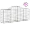 vidaXL Cesti Gabbioni ad Arco 4 pz 200x50x80/100 cm Ferro Zincato