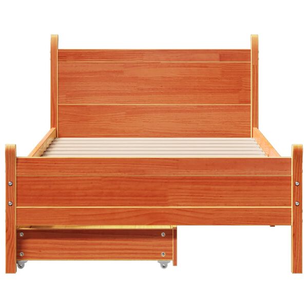 vidaXL Letto senza Materasso Marrone Cera 100x200 cm in Legno di Pino