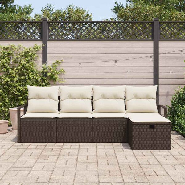 vidaXL Set di divani con cuscino Marrone e Crema polyrattan