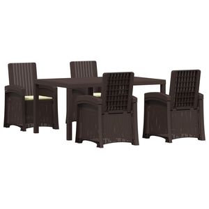 vidaXL Set da Pranzo per Giardino 5 pz Marrone e Crema PP