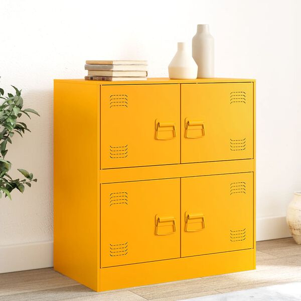vidaXL Credenza Giallo Senape 67x39x73 cm in Acciaio