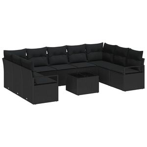 vidaXL Set Divano da Giardino 10 pz Nero polyrattan