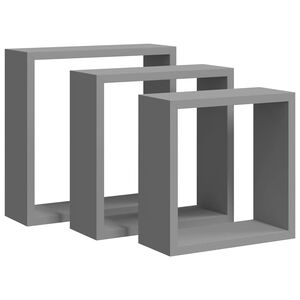 vidaXL Mensole a Cubo da Parete 3 pz Grigie in MDF
