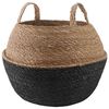 vidaXL Vaso da fiori con manici Nero &Oslash; 45 x 36 cm 100% Erba marina