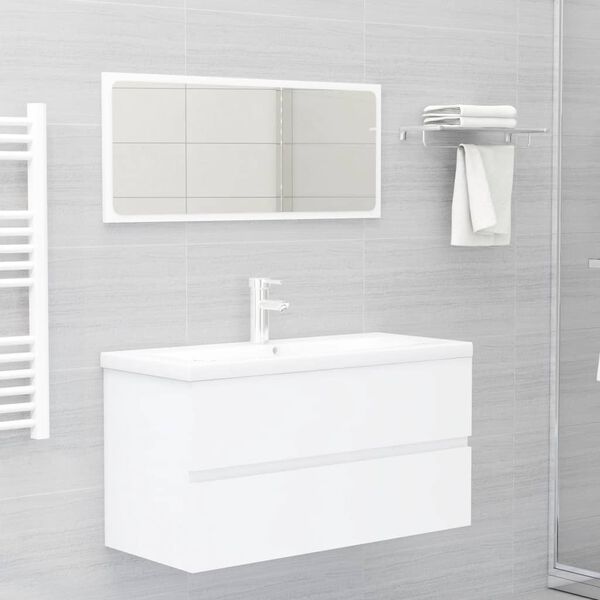 vidaXL Mobile con Lavabo Integrato Bianco in Legno Multistrato