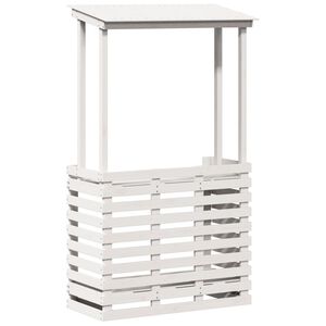 vidaXL Tavolo Bar da Esterno con Tetto Bianco 112,5x57x195,5 cm Legno