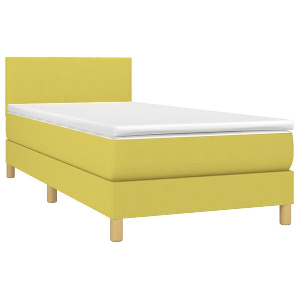 vidaXL Letto a Molle con Materasso e LED Verde 100x200cm in Tessuto