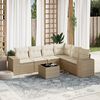 vidaXL Set Divani da Giardino 7 pz con Cuscini Beige in Polyrattan