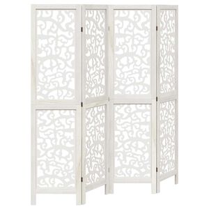 vidaXL Divisorio Ambienti 4Pannelli Bianco Legno Massello di Paulownia