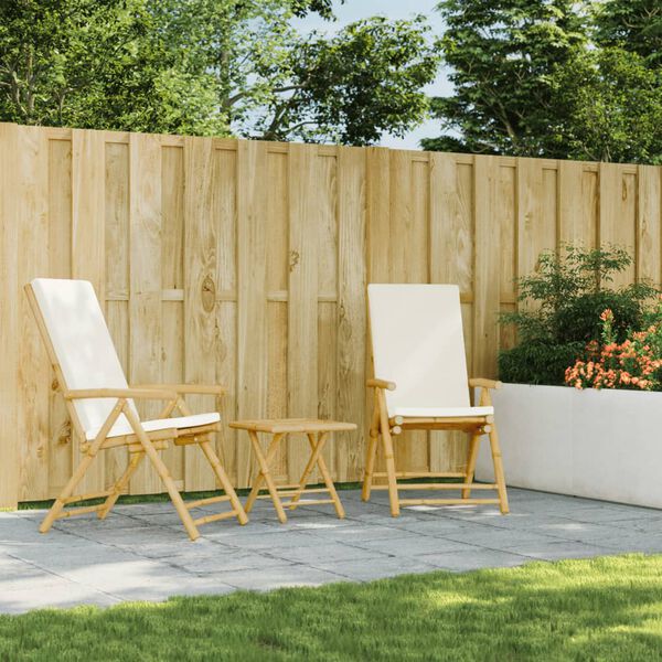 vidaXL Sedie da Giardino Pieghevoli Reclinabili 2 pz con Cuscini Bamb&ugrave;
