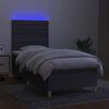 vidaXL Letto a Molle Materasso e LED Grigio Scuro 80x200 cm in Tessuto