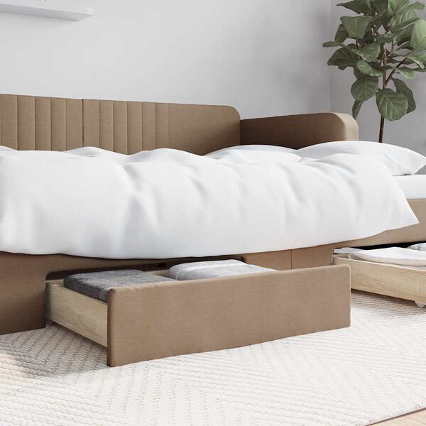 vidaXL Cassetti da Letto 2pz Cappuccino Legno Multistrato e Similpelle