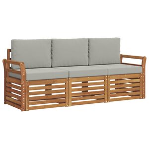 vidaXL Set divani 3 pz Grigio Naturale e Chiaro