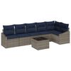 vidaXL Set Divano da Giardino 7 pcs Grigio e Blu Navy polyrattan