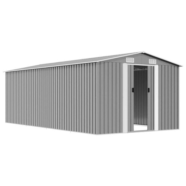 vidaXL Casetta da Giardino 257x489x181 cm in Metallo Grigio