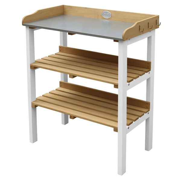 AXI Tavolo da Invasatura con 2 Scaffali di Stoccaggio Marrone e Bianco