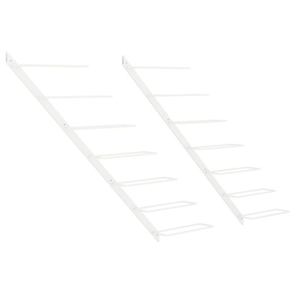 vidaXL Portavini da Parete per 7 Bottiglie 2 pz Metallo Bianco