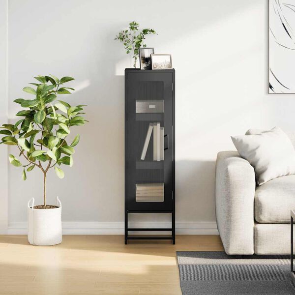 vidaXL Credenza Nera 36x39x123 cm Acciaio Laminato a Freddo