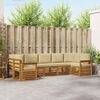 vidaXL Set divani 7 pcs Naturale e Beige Legno di Acacia Massello
