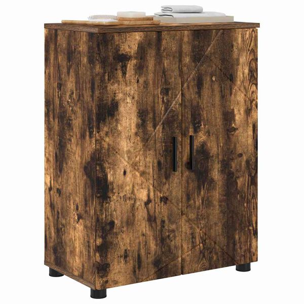 vidaXL Mobile da Bagno con archiviazione Rovere fum&eacute; 60 x 35 x 80 cm