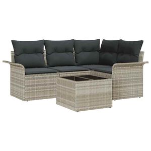 vidaXL Set Divano da Giardino 5 pcs Grigio chiaro polyrattan