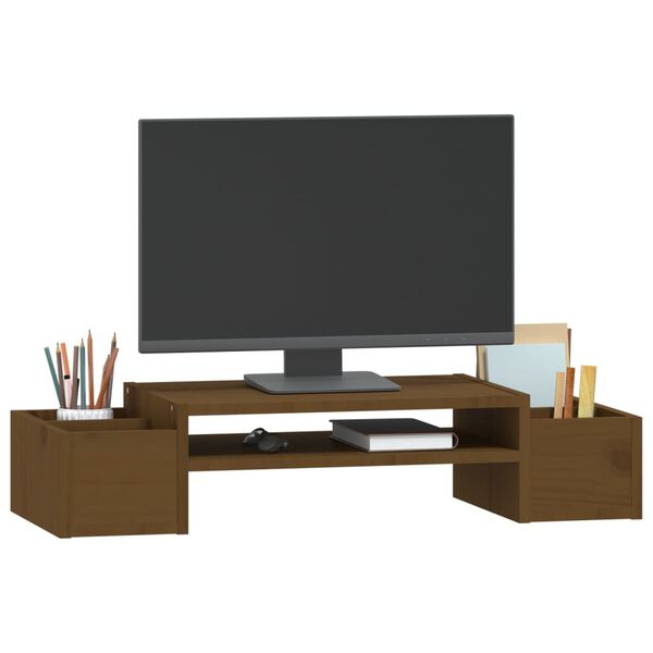 vidaXL Supporto per Monitor ambra 70x27,5x15 cm Legno Massello di Pino