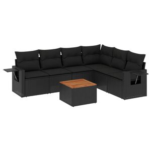 vidaXL Set Divani da Giardino con Cuscini 7pz Nero Polyrattan