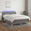 vidaXL Letto a Molle Materasso e LED Grigio Scuro 140x190cm in Tessuto