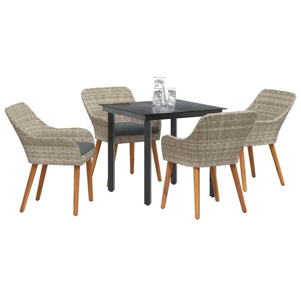 vidaXL Set da pranzo Grigio chiaro Poly Rattan
