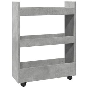 vidaXL Carrello Stretto a 3 Livelli Grigio Cemento in Truciolato