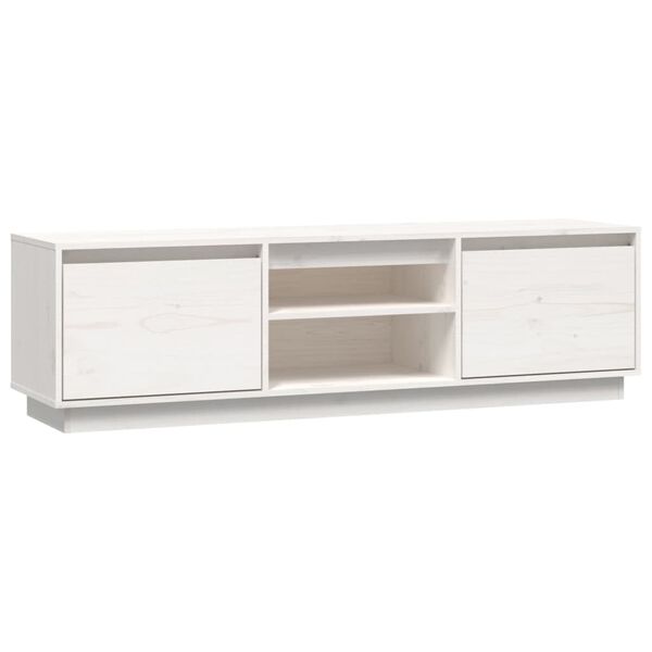 vidaXL Mobile Porta TV Bianco 140x35x40 cm in Legno Massello di Pino
