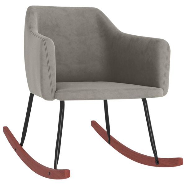 vidaXL Sedia a Dondolo Grigio Chiaro in Velluto