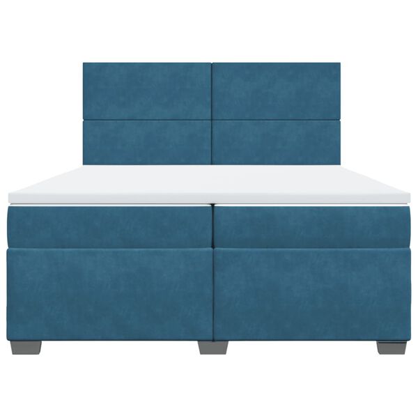 vidaXL Giroletto a Molle con Materasso Blu 200x200 cm in Velluto