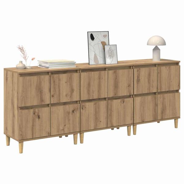 vidaXL Sideboards 3 pcs Rovere artigianale 60 x 35 x 70 cm