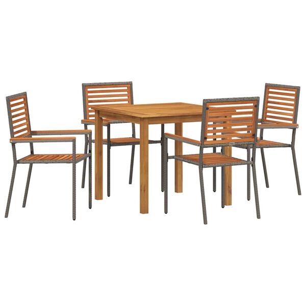 vidaXL Set da Pranzo per Giardino 5 pcs Grigio Poly Rattan