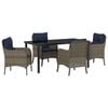 vidaXL Set da Pranzo per Giardino 5 pz Grigio polyrattan