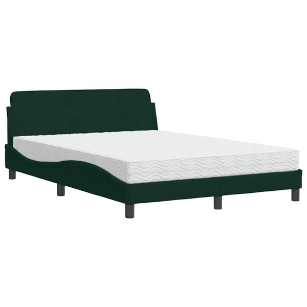 vidaXL Letto con Materasso Dover Verde Scuro 140x200 cm in Velluto