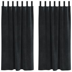 vidaXL Tende con tende 2 pcs Nero 140 x 175 cm Velluto