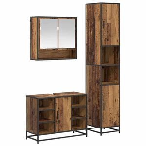 vidaXL Set di mobili per il bagno con lo scaffale 3 pcs Legno vecchio