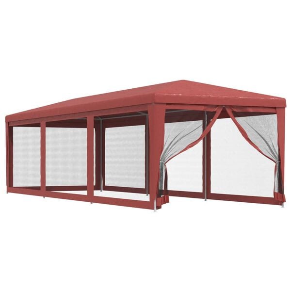 vidaXL Tenda per Feste con Pareti Laterali in Rete Rossa 3x9 m HDPE